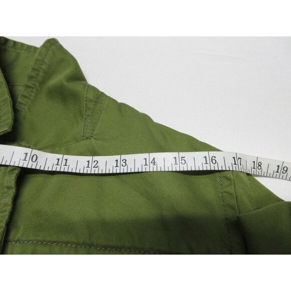 Chico's women's green cotton‎ twill military style utility jacket M - Picture 9 of 10
